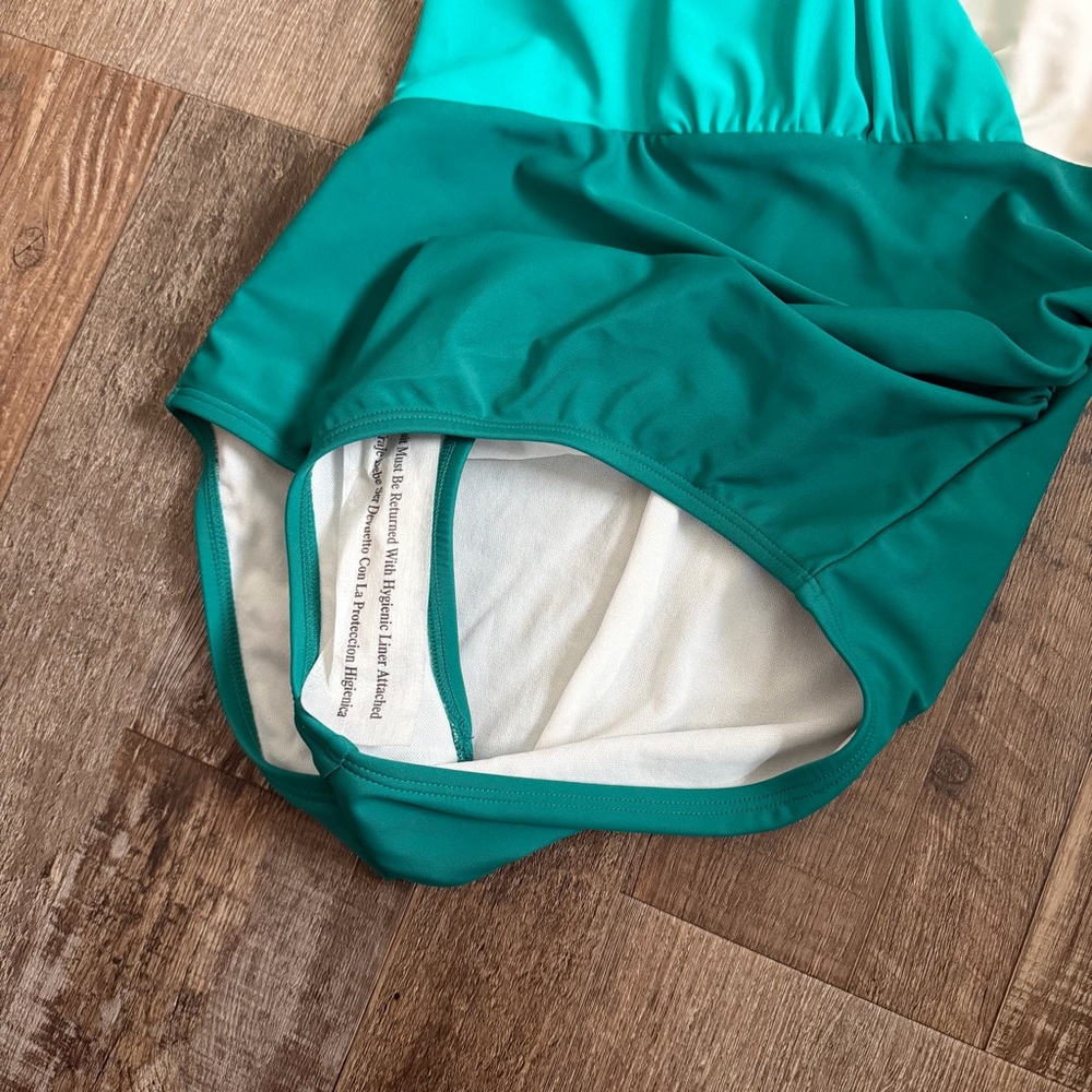 Front Wrap Colorblock Full Coverage One Piece Swimsuit - Shade & Shore Teal S - Picture 7 of 8